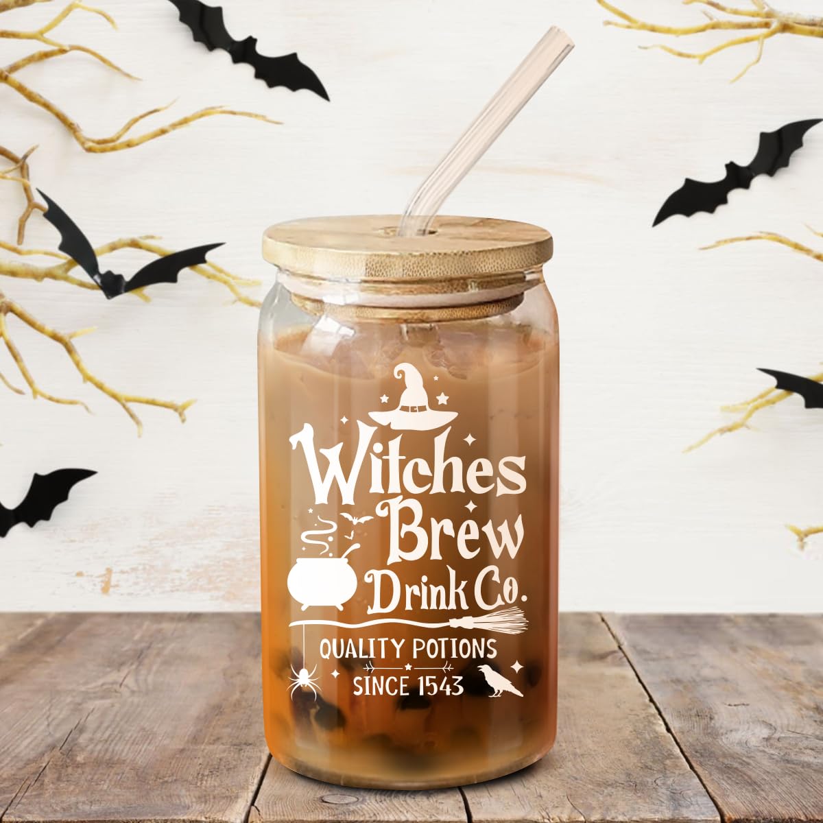 NewEleven Witchy Gifts for Women, Witch Gifts, Witch Stuff, Witch Accessories - Birthday Halloween Gifts for Women Witches Wiccan Her Friend Sister Daughter Female - 16 Oz Coffee Glass