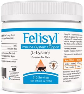 l-lysine gel for cats-immune system support-supplement support for healthy tissue, respiratory, and vision chicken and fish flavor-easy to use granules- 3.5oz(100g)