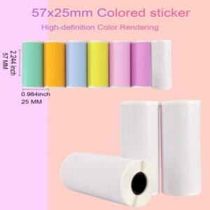 10 Rolls of 57x25 mm Colorful Adhesive Sticker Paper for Thermal Printers, Compatible with Mini Pocket Printers, Self-Adhesive Printable Labels for Students, Professionals, and DIY EnthusiastsAlike