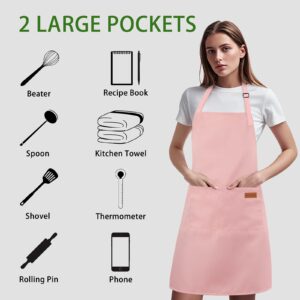 CREATE ELVES Cooking Aprons for Women With Pockets, Adjustable Kitchen Apron with Pockets, Waterproof Apron for BBQ Painting