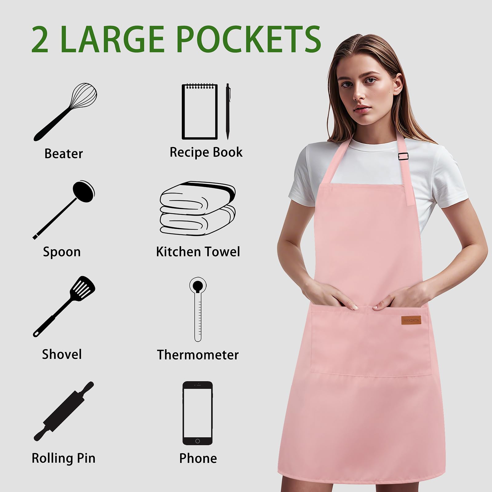 CREATE ELVES Cooking Aprons for Women With Pockets, Adjustable Kitchen Apron with Pockets, Waterproof Apron for BBQ Painting