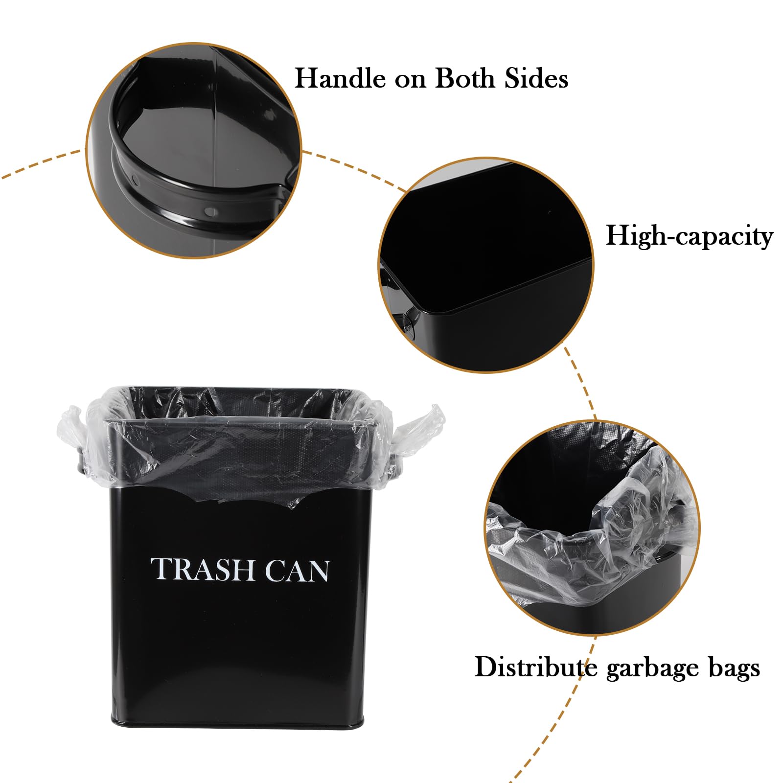 Xbopetda Desk Trash Can, Metal Countertop Trash Can with 20 Garbage Bag, 7.8 L / 2 Gallons Trash Can Dispenser Wastepaper Basker for Office, Small Garbage Can for Bathroom Vanity Coffee Table (Black)