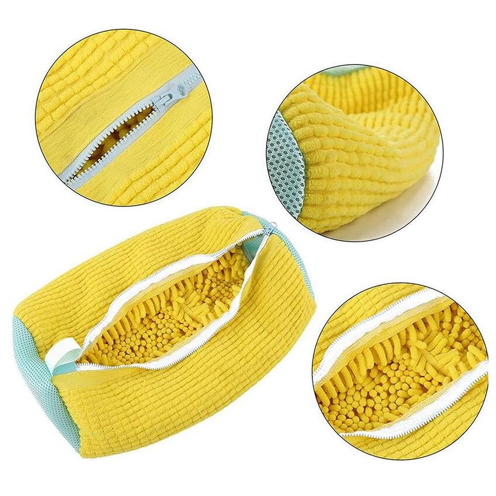 Shoe Washing Machine Bag, Shoe Cleaning Bag for Washing Machine, 2024 New Reusable Mesh Laundry Shoe Wash Bag Shoe Cleaning for All Shoes, Sneaker Washing Bag for Washer and Dryer (Yellow-2pcs)