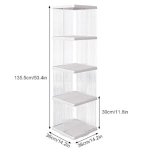 SYNCVIBE Rotating Bookshelf, Small Corner Bookshelf for Small Space, 360 Display 4 Tier Floor Standing Bookcase, Plastic Narrow Book Shelf Organizer for Bedroom, Living Room, Rectangular, White