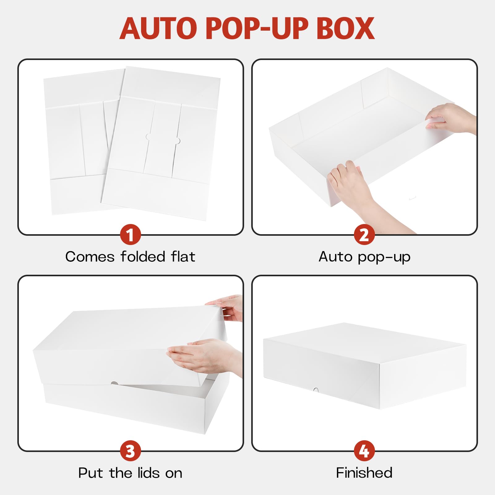 ZORRITA 10 Pack White Gift Boxes with Lids, 17 x 11 x 4 Inch Extra Deep Shirt Boxes Robe Boxes, Auto Pop-up Boxes for Clothes Presents