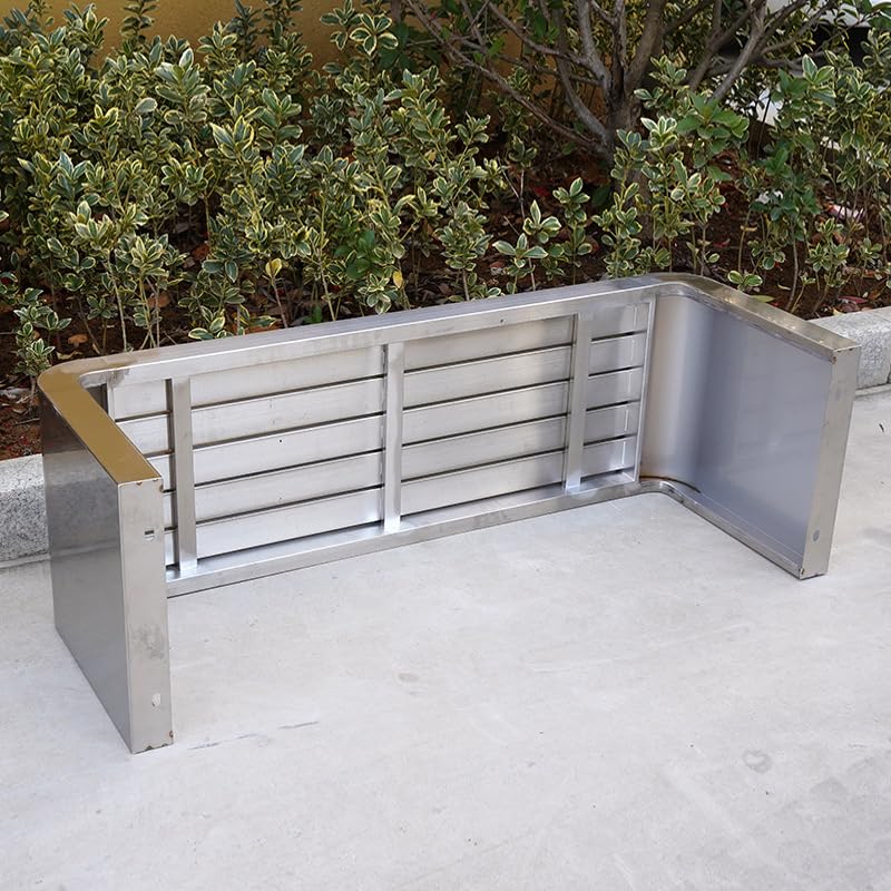 LOERSS Outdoor Bench, Outdoor Patio Backless Bench,Two Person Garden Bench, Metal Steel Benches Furniture,Stainless-Steel,Perfect for Front Porch, Patio, Balcony Or Backyard Use(180cm/70.8in)