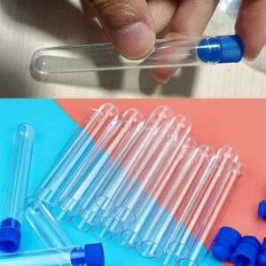 NentMent 100 Pack 5ML Test Tubes with Caps Plastic Clear Graduated Vial Sample Storage Container Testing Tube for Scientific Experiment Halloween Lab Essentials Plant Propagation Water Check