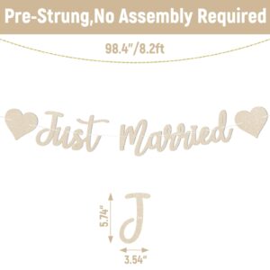 Just Married Banner - NO DIY - Wedding Party Decorations, Just Married Sign, Wedding Bridal Shower Party Decorations Champagne Gold Glitter