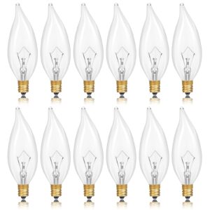 potanro e12 incandescent light bulbs 40watt warm white 2700k, 300 lumens candelabra light bulbs decorative dimmable chandelier light bulbs for ceiling fan, pendants (40w-12pack)