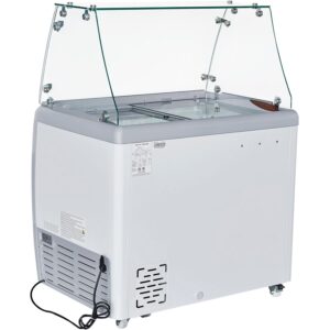 Global Industrial Ice Cream Dipping Cabinet w/Sneeze Guard Cover, 39"W