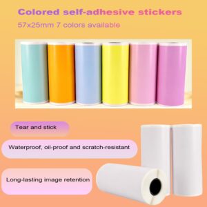 10 Rolls of 57x25 mm Colorful Adhesive Sticker Paper for Thermal Printers, Compatible with Mini Pocket Printers, Self-Adhesive Printable Labels for Students, Professionals, and DIY EnthusiastsAlike