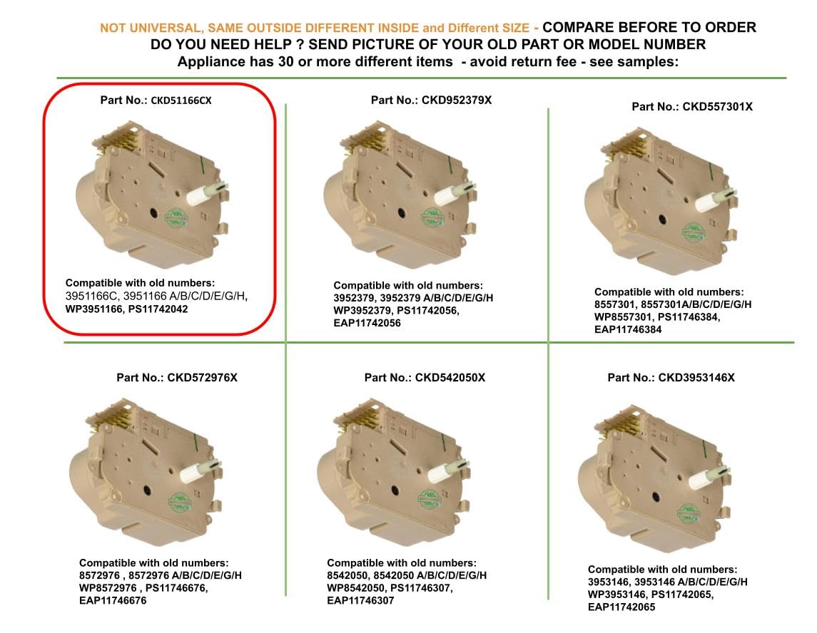 Original CONNECTORS 3951166C, 3951166 A/B/C/D/E/G/H Compatible with Whirl. Kenm. Washer Timer fits Old # 3951166C, 3951166 A/B/C/D/E/G/H