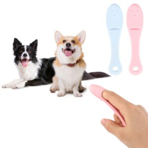 qianyu 2 packs dog finger toothbrush cat dog tooth brushing kit made of food grade silicone easily cleaning teeth dental care pet finger toothbrush suitable for medium and large puppy