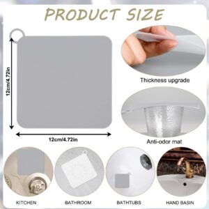 4 Pcs Shower Drain Stopper, Bathtub Cover, 4.7×4.7in Silicone Drain Cover, Anti-Odor Mat for Shower Bathtub Kitchen Laundry Sink Accessories, 2 White, 2 Grey