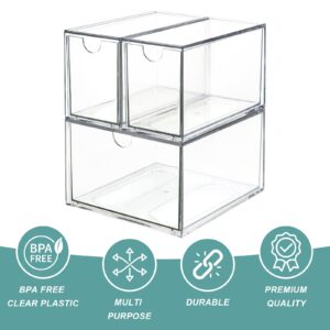 3 Acrylic Coffee Pod Holder Drawer, Stackable K Cup and Tea Bag Organizer, Tea Bag Storage Organizer for Kitchen Organizers and Storage, Multi-Functional Kitchen Organizer, Home Organizer (Clear)