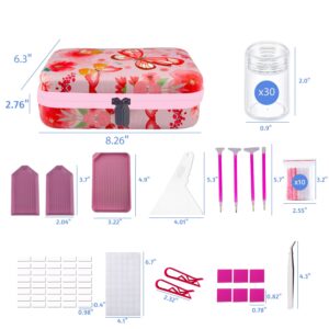 LIRUNQIU Diamond Painting Storage Containers, 30 Slots Diamond Art Accessories and Tools Kits Storage Box(Pink)