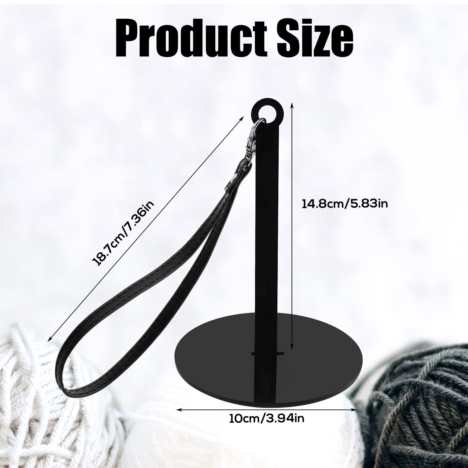 Wrist Yarn Holder, Acrylic Yarn Organizer Stand with Wrist Strap Portable Yarn Ball Hanger Yarn Spinner Minder for Knitting Craft Lovers Crocheting, Prevent Tangling (Black)