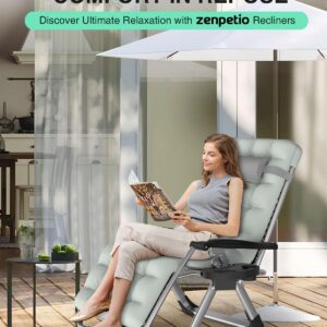 ZENPETIO Zero Gravity Lounge Chair, Outdoor Recliner Chair w/Detachable Cushion Cup Holder and Pillow, Portable Folding Anti Gravity Reclining Chair for Outdoor Camping Patio Lawn Pool, Gray