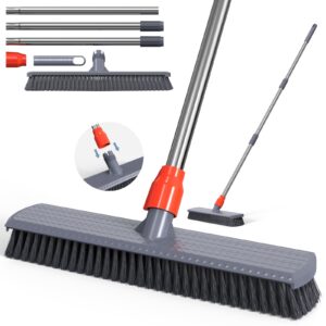 push broom, tub floor tile broom brush, lightweight design for cleaning bathroom, patio, kitchen, indoor outdoor cleaning brush