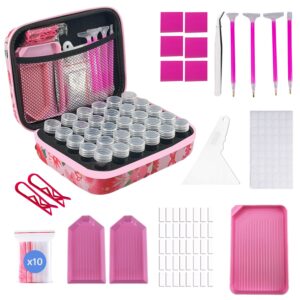 LIRUNQIU Diamond Painting Storage Containers, 30 Slots Diamond Art Accessories and Tools Kits Storage Box(Pink)