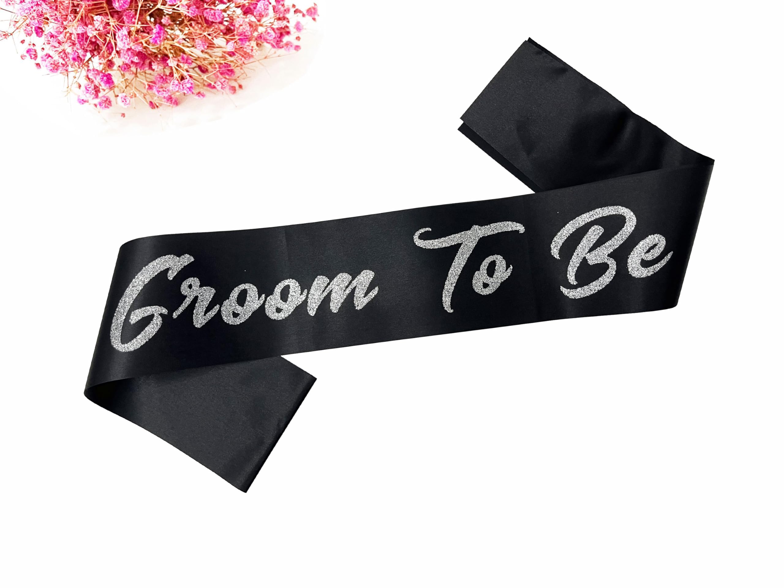 Ashaqshnglee Groom to Be Sash, Groom Sash Bachelor Party Funny Accessory for Future Groom Wedding Gift Idea from Bride to Be Black Silver