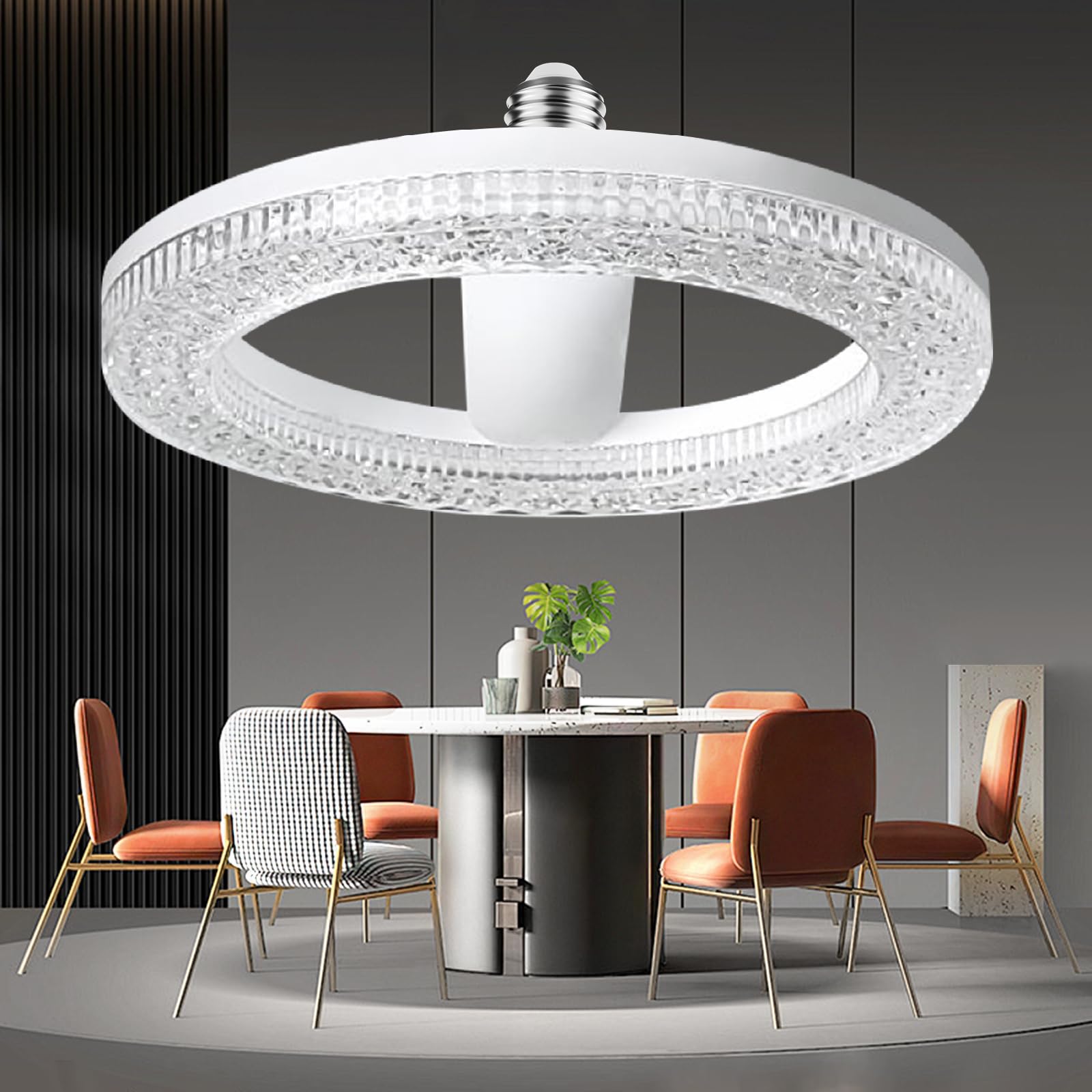 Bullishman The New Pattern of high Imitation Socket Crystal Chandelier in 2024,Easy to disassemble and Assemble, with Three Color dimming, Modern Chandelier, Suitable for Most Rooms(Round)