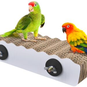 KATUMO Parrot Perch Parakeet Cage Stand Conure Platform Cockatiel Foraging Shredding Toys for Conure Cockatiel Lovebird Parrotlet Budgie Finches