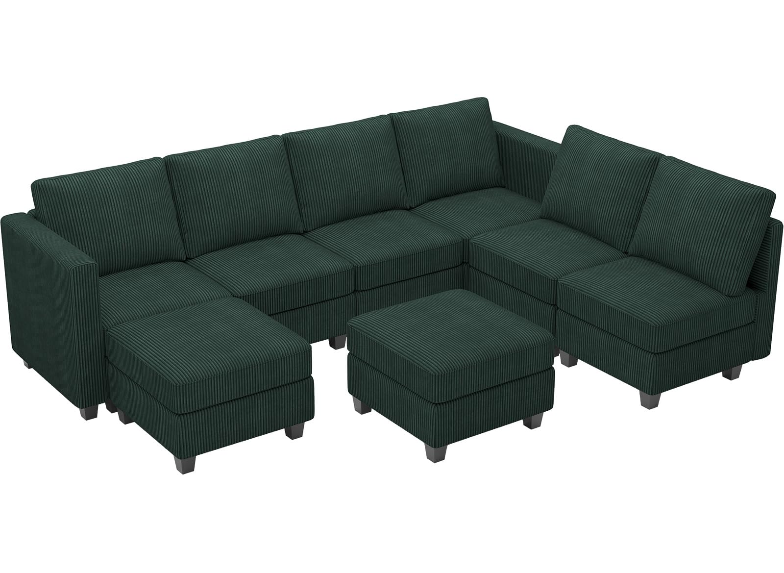 Belffin Oversized Modular Couch with Storage Ottoman Large Corduroy Sectional Couch with Chaise Convertible Modern Sectional Sofa Couch Dark Green