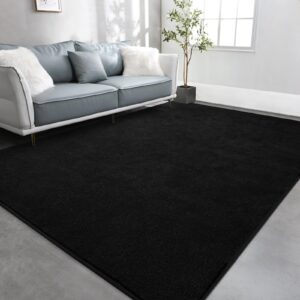 twinnis large area rugs for living room bedroom, 4x6 feet, super soft indoor thickened memory-foam carpets easy-cleaning, modern aesthetic minimalist comfy rug for kids room home decor, black