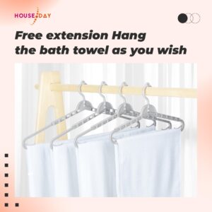 HOUSE DAY Extra Large Adjustable Hangers 4 Pack, Heavy Duty Clothes Hangers with 360° Rotating Hook, Sturdy Plastic Hangers Ideal for Coat,Sweaters, Jackets, Bath Towels, Oversized Garments (Gray)