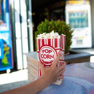 KERIQI Popcorn Bags, 50 Pcs Paper Popcorn Container Red and White Concession Stand Popcorn Holder Movie Theme Party Supplies