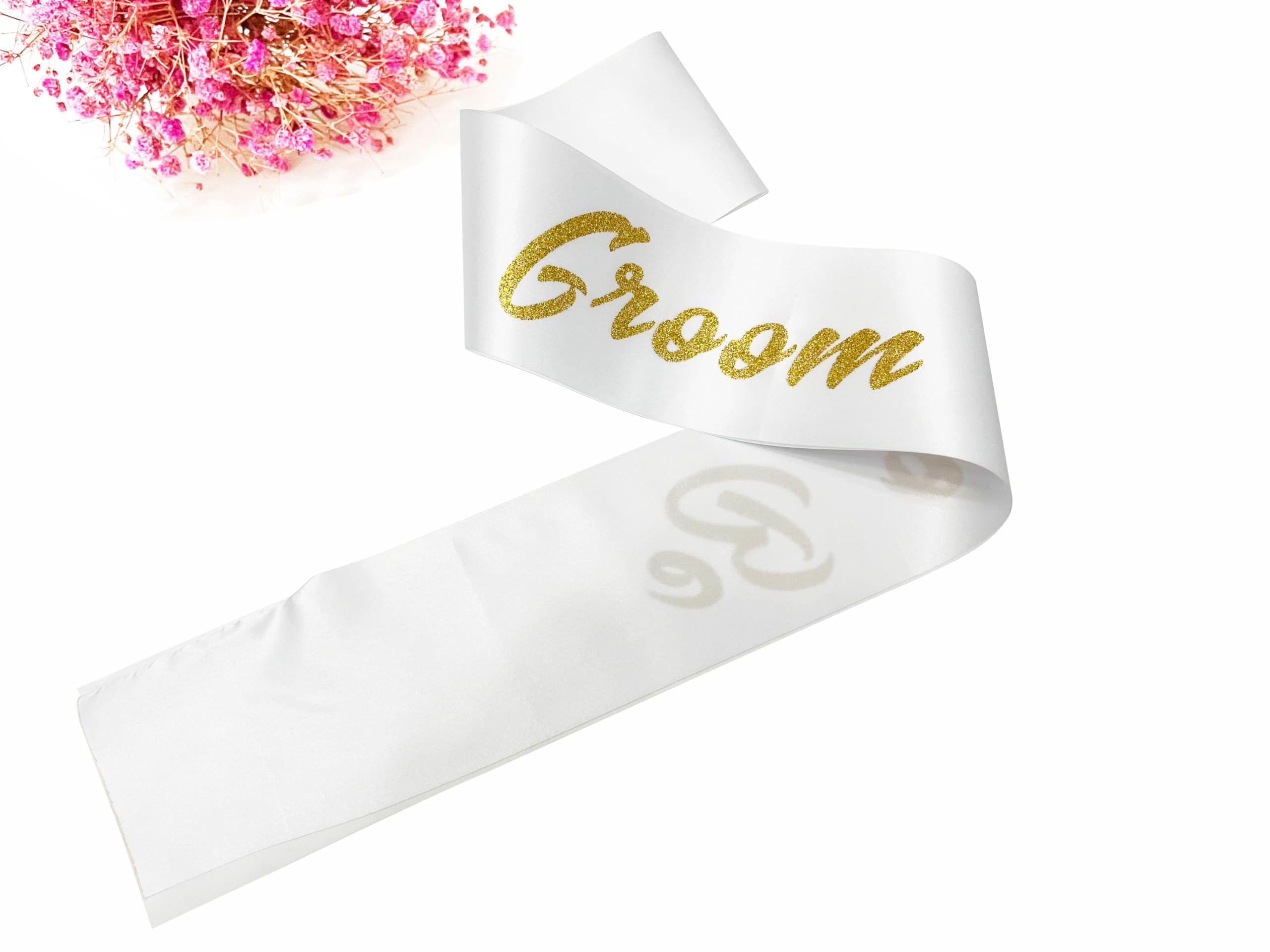 Ashaqshnglee Groom to Be Sash, Groom Sash Bachelor Party Funny Accessory for Future Groom Wedding Gift Idea from Bride to Be White Gold