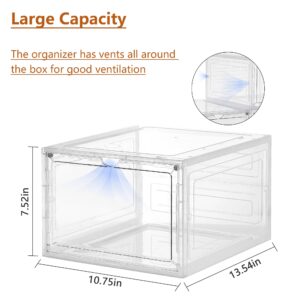 SANKEU Storage Bins with Lids，3pcs×19.5 Qt Plastic Storage Containers with Magnetic Door, Stackable Clear Storage Box for Closet Organizers and Storage,Office Organizing