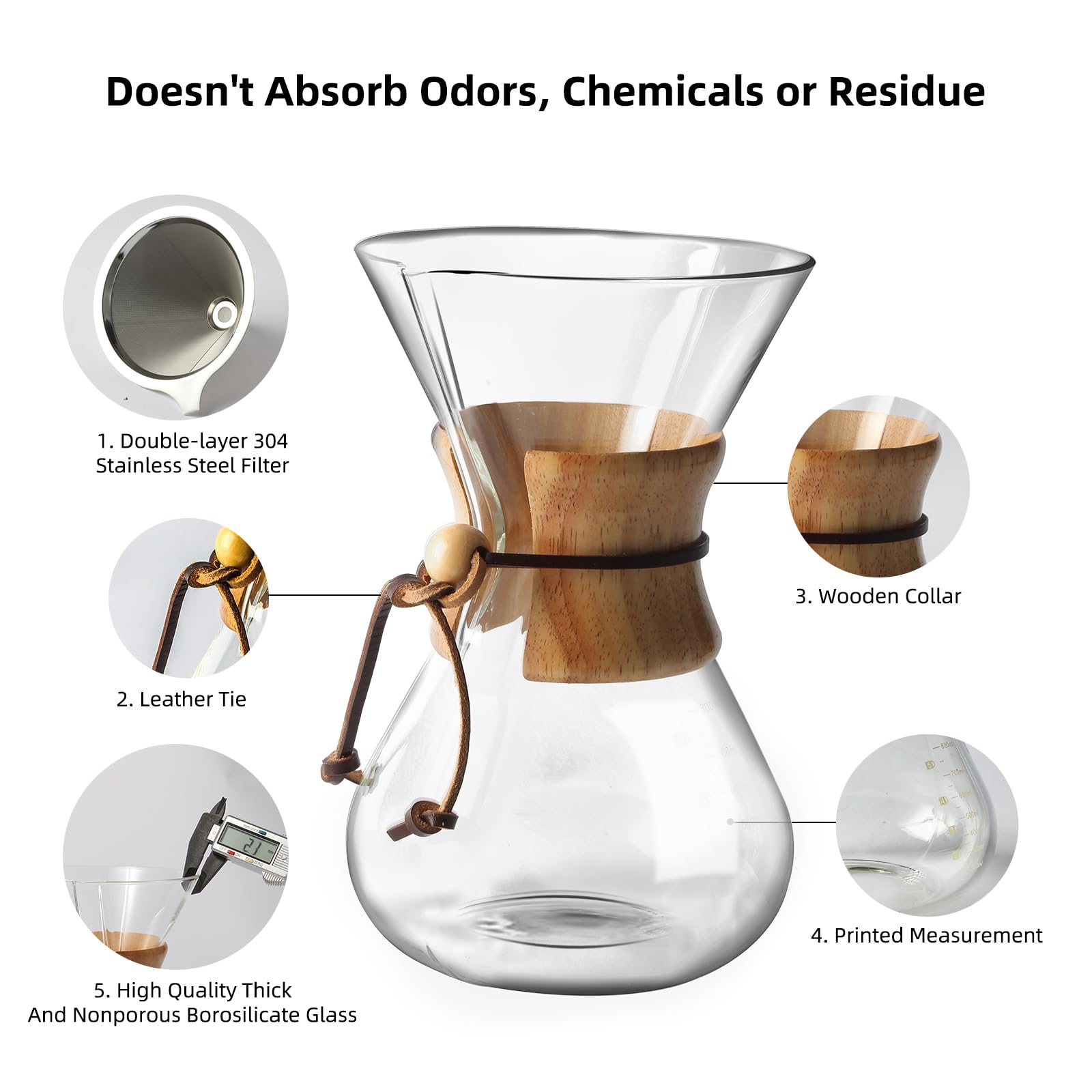 subjecπhree Subjectthree Pour Over Coffee Maker 8 Cup Classic Series Coffee Dripper Brewer Glass Coffee Carafe High Heat Resistant (8 Cup/28 oz)