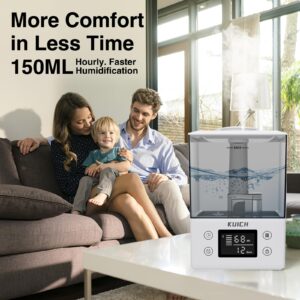 2.4L Air Humidifiers for Bedroom Baby - 26dB Quiet Cool Mist Air Humidifier for Nursery & Plants, Top Fill Air Humidifier Lasts Up to 30 Hours, Auto Shut-Off, Easy to Fill and Clean