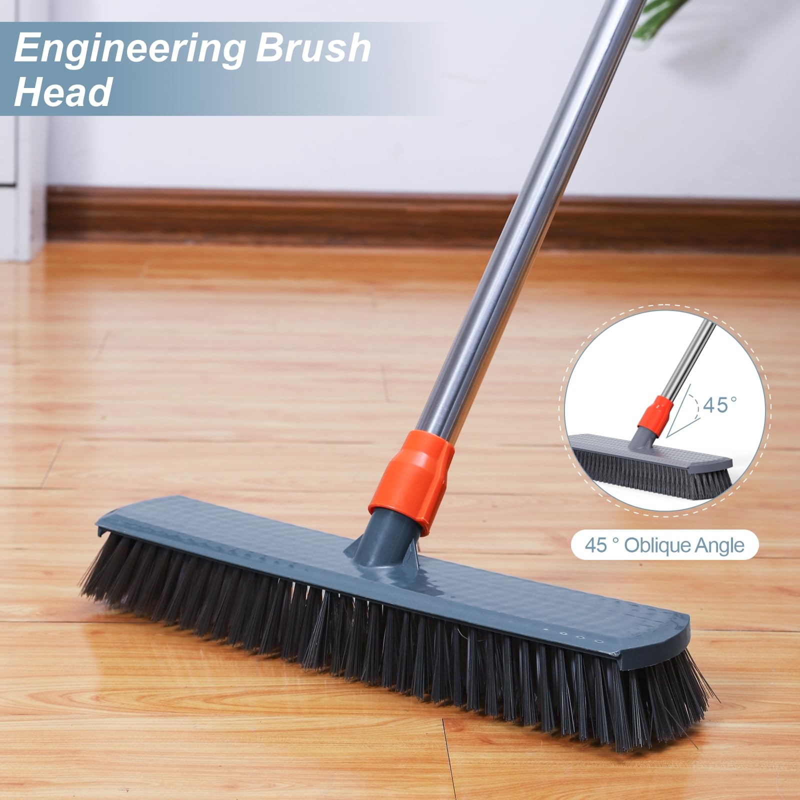 Push Broom, Tub Floor Tile Broom Brush, Lightweight Design for Cleaning Bathroom, Patio, Kitchen, Indoor Outdoor Cleaning Brush