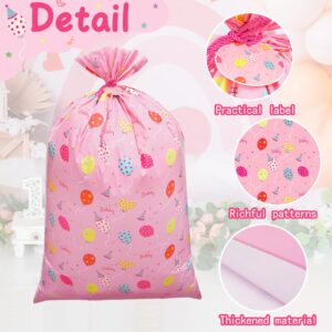 Plauthus 56” Extra Lager Birthday Gift Bag，Jumbo Gift Bag-Colored Spotted Balloons and Greeting Words, Giant Gift Bag for Girls’ Birthday, Baby Shower (Birthday-Pink)