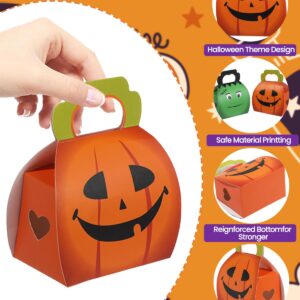 Liobelon 24 Pieces Halloween Candy Boxes With Handles Halloween Treat Boxes Trick or Treat Gift Boxes Pastry Cookies Goodie Bags for Halloween Party Supplies Halloween Kids Birthday Party Gift Box