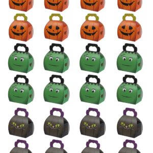 Liobelon 24 Pieces Halloween Candy Boxes With Handles Halloween Treat Boxes Trick or Treat Gift Boxes Pastry Cookies Goodie Bags for Halloween Party Supplies Halloween Kids Birthday Party Gift Box