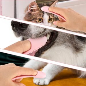 Qianyu 2 Packs Dog Finger Toothbrush Cat Dog Tooth Brushing Kit Made of Food Grade Silicone Easily Cleaning Teeth Dental Care Pet Finger Toothbrush Suitable for Medium and Large Puppy