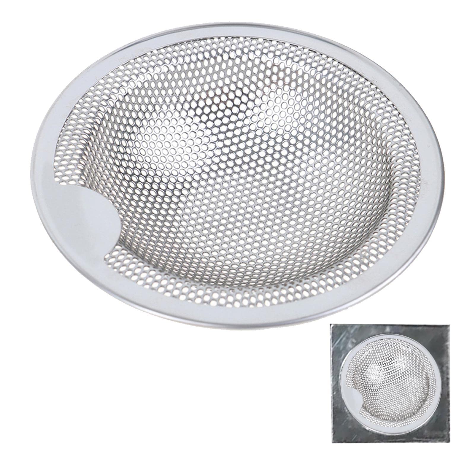 Stainless Steel Slop Basket Filter Trap - Bathroom Sink Drain Strainer | Bathtub Shower Drain Hair Trap | Kitchen Sink Drain Strainer | Mesh Metal Sink Strainer Kitchen Drain Strainer with Rim