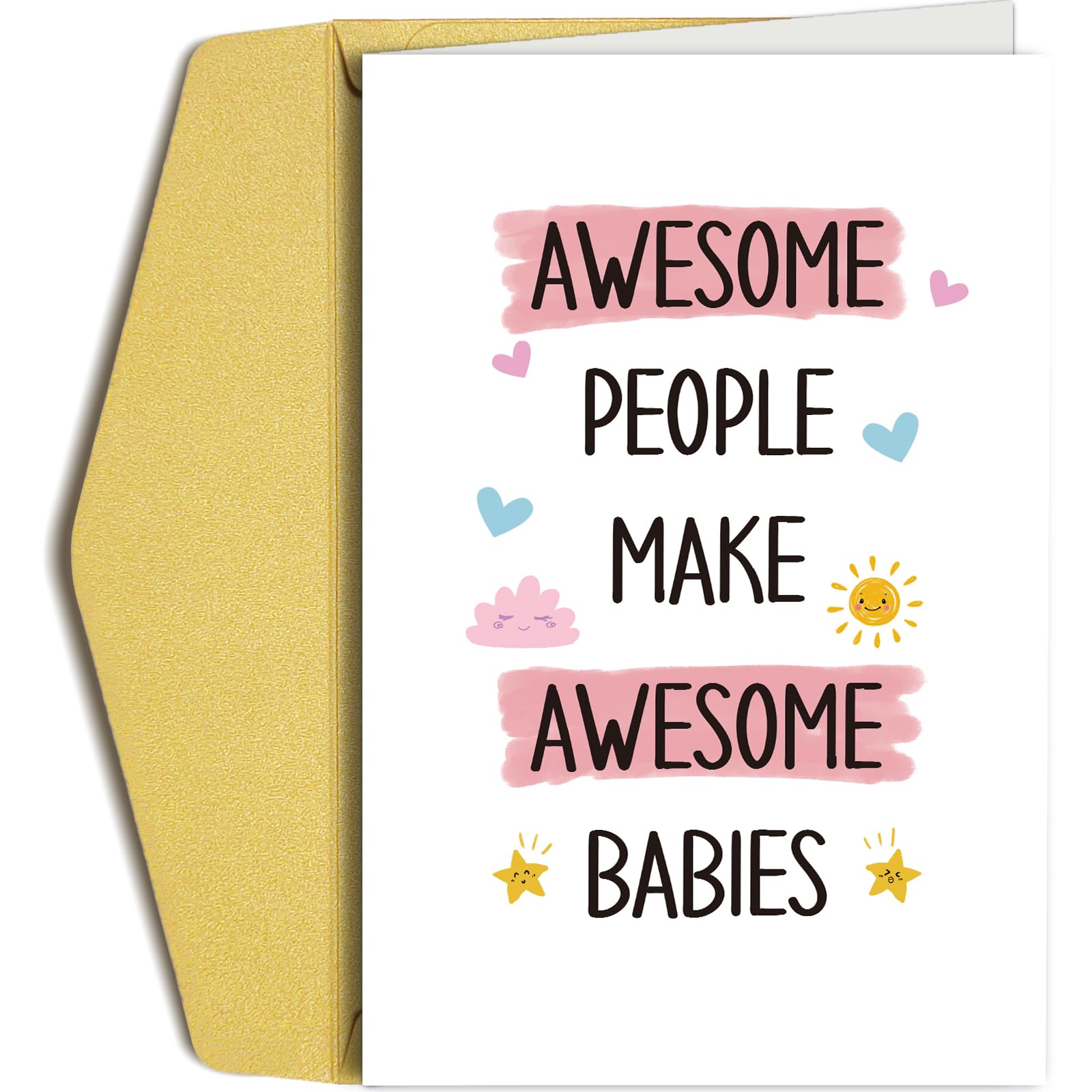 Oamiolek New Baby Card for New Mom Dad, Baby Shower Card for Expecting Parents, New Born Card for Parent To Be, Awesome People Make Awesome Babies