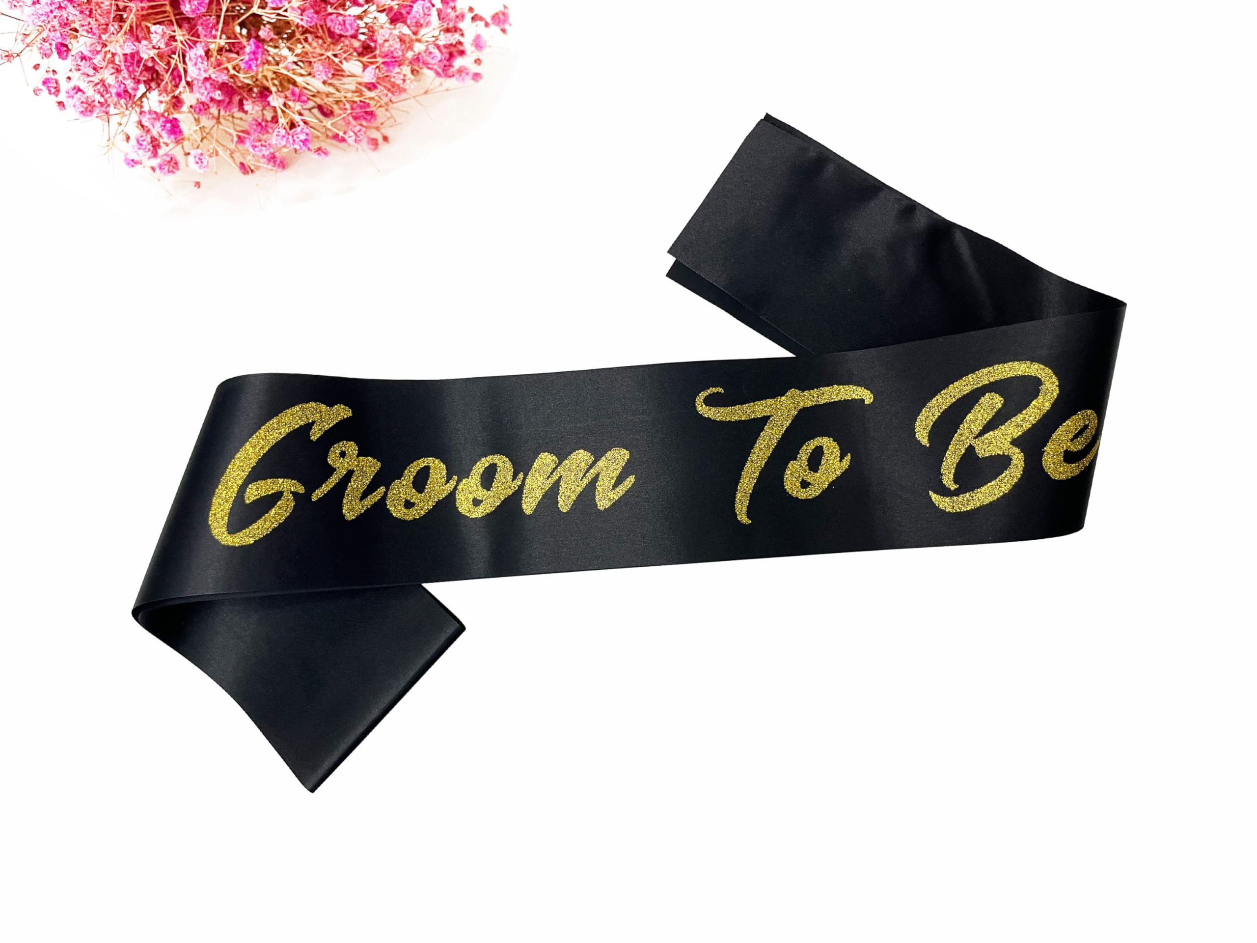 Ashaqshnglee Groom to Be Sash, Groom Sash Bachelor Party Funny Accessory for Future Groom Wedding Gift Idea from Bride to Be Black Gold