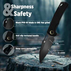 Guardian Eagle Folding Pocket Knife for Men - EDC Tactical Knife with Pocket Clip, Indoor & Outdoor, Camping, Survival Hiking & Gifts for Men, Every Day Carry, Lightweight (Black Blade)