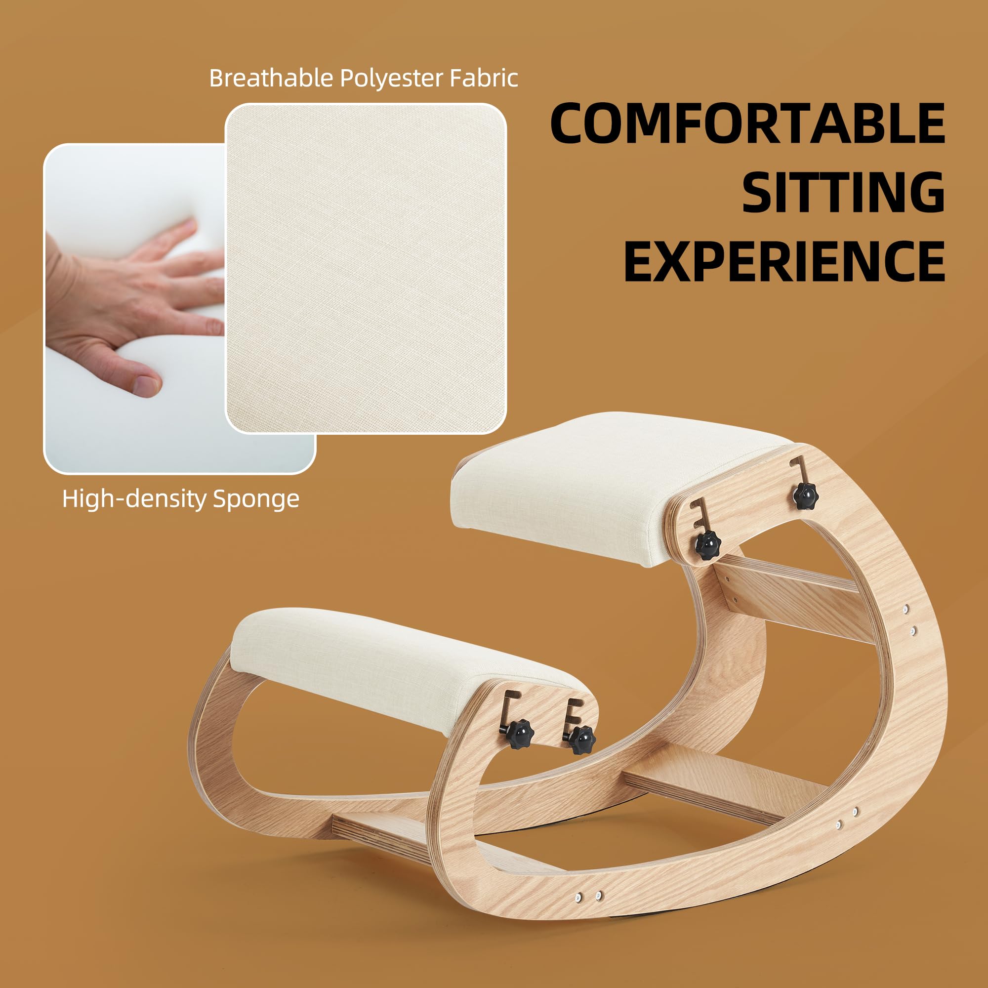 Ergonomic Kneeling Chair,Adjustable Kneeling Desk Chair for Desk with Cushion,Posture Kneeling Chair for Relieving Neck and Back Pain,Kneeling Office Chair for Office Home.