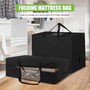 Folding Mattress Storage Bag Waterproof Fits up to Folding Mattress Heavy Duty Durable Trifold Memory Foam Mattress Carry Case Sofa Bed Mattress Organizer Bag Black (60"x27"x13")