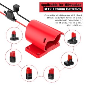 2 Packs Power Wheel Adapter for Milwaukee M12 Battery Adapter 12V Power Wheel Battery Conversion Kit with Switch, Fuse & Wire Terminals, 12AWG Wire, Power Connector for DIY Rc Car Toys and Robotics