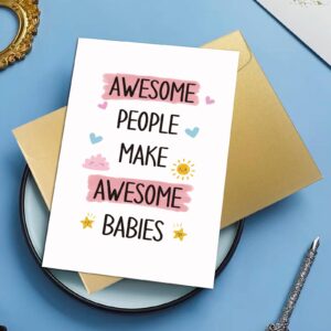 Oamiolek New Baby Card for New Mom Dad, Baby Shower Card for Expecting Parents, New Born Card for Parent To Be, Awesome People Make Awesome Babies