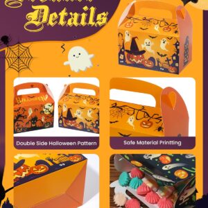 Liobelon 24 Pieces Halloween Treat Boxes Trick or Treat Bags Halloween Goodie Bags Halloween Cookies Goodie Boxes With Handles Ghost Gift Boxes Halloween Party Supplies for Sweets, Toys, Pastry, Gifts