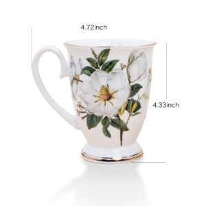 Generic Bone China Coffee Milk Tea Floral 12oz Home Office Cup1, White, bz24052001